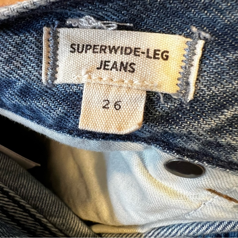 Madewell Super Wide Leg Jeans High Rise Medium Blue Wash Size 26 Contemporary - Picture 5 of 6